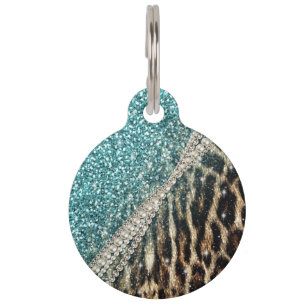 Médaillon Pour Animaux Belle impression de fausse fourrure chic leopard a