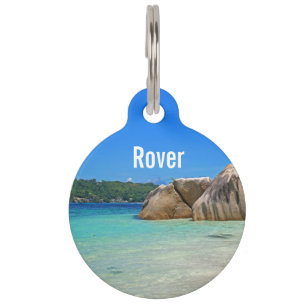 Médaillon Pour Animaux Belle mer tropicale avec une plage rocheuse