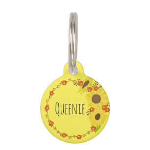 Médaillon Pour Animaux Belle Tournesol Jaune Wreathe