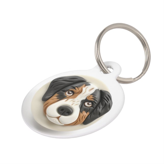 Médaillon Pour Animaux Berger Australien 3D Inspiré (Côté )
