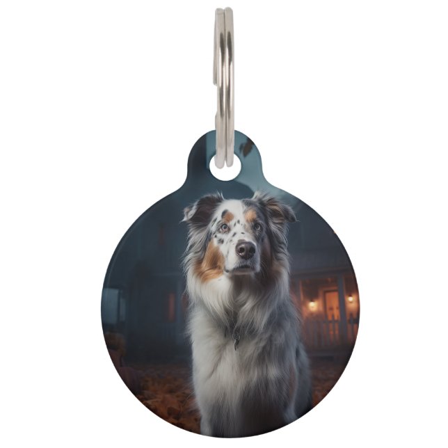 Médaillon Pour Animaux Berger Australien Halloween Épouvantable (Devant)