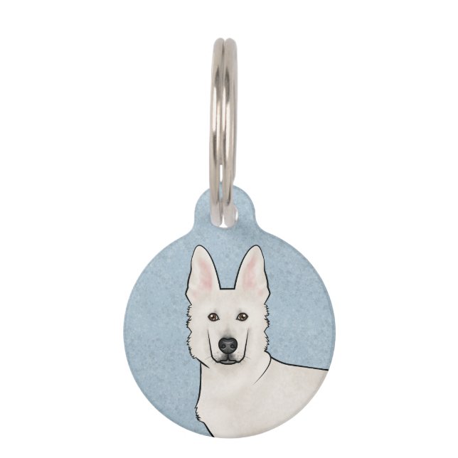 Médaillon Pour Animaux Berger suisse blanc GSD Cartoon tête de chien (Devant)