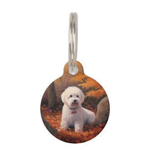 Médaillon Pour Animaux Bichon Frisé feuilles d'automne inspirent