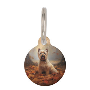 Médaillon Pour Animaux Biewer Terrier dans les feuilles d'automne Inspire