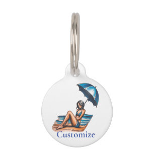 Médaillon Pour Animaux Bikini Girl Beach Napping Thunder_Cove