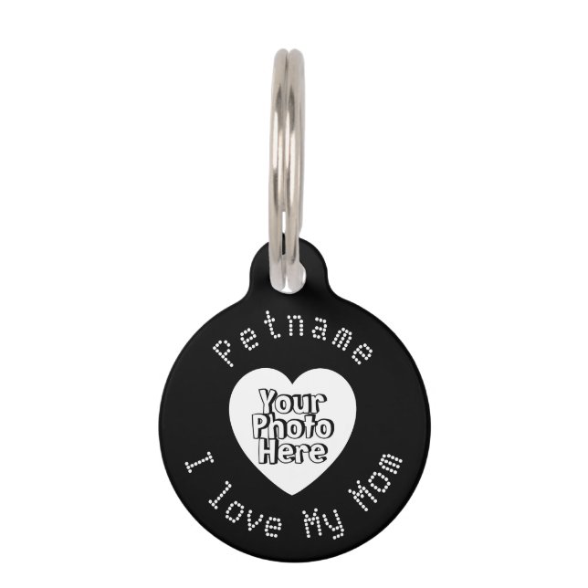 Médaillon Pour Animaux Black Custom Photo Heart Love (Devant)