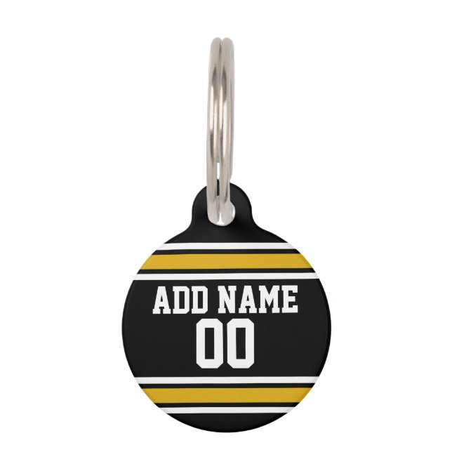 Médaillon Pour Animaux Black Gold Football Jersey Nom personnalisé Numéro (Devant)