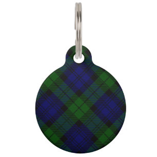 Médaillon Pour Animaux Black Watch Tartan bleu vert Plaid