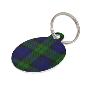 Médaillon Pour Animaux Black Watch Tartan bleu vert Plaid