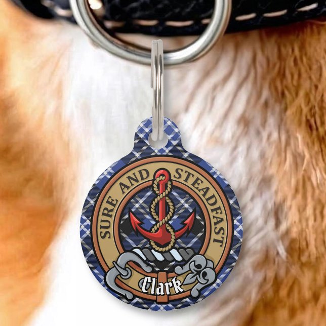 Médaillon Pour Animaux Blason de clan Clark sur tartan (Créateur téléchargé)