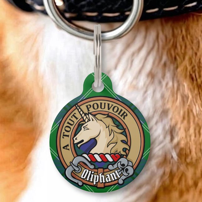 Médaillon Pour Animaux Blason de Clan Oliphant sur tartan (Créateur téléchargé)