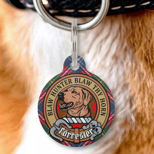 Médaillon Pour Animaux Blason du clan Forrester sur tartan