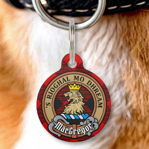 Médaillon Pour Animaux Blason du Clan Gregor sur tartan Rob Roy
