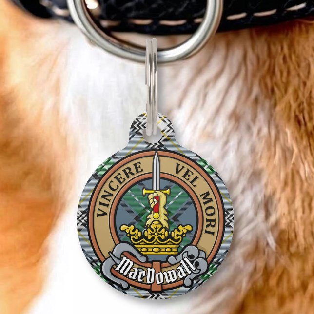 Médaillon Pour Animaux Blason du clan MacDowall sur tartan (Créateur téléchargé)