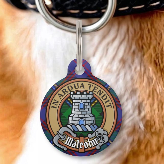 Médaillon Pour Animaux Blason du clan Malcolm sur tartan (Créateur téléchargé)