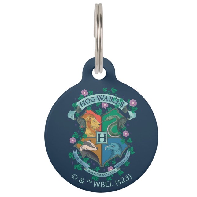 Médaillon Pour Animaux Blason floral HOGWARTS™ (Devant)