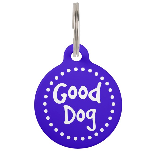 Médaillon Pour Animaux Bleu et blanc Good Dog Custom (Devant)
