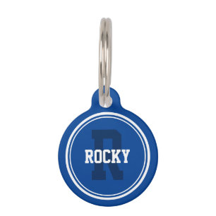 Médaillon Pour Animaux Bleu massif sportif avec monogramme