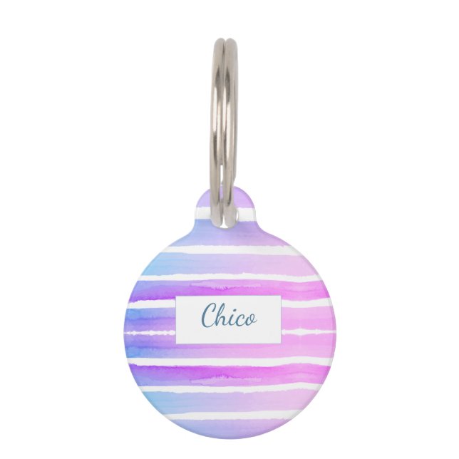 Médaillon Pour Animaux Bleu rose violet mignon Motif (Devant)