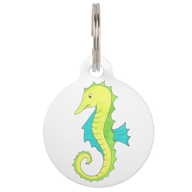 Médaillon Pour Animaux Blue Green Sea Horse Seahorse Beach Ocean Marine (Devant)