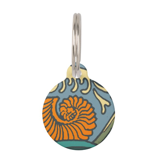 Médaillon Pour Animaux Blue Ocean Waves Nautilus Seashell Motif Nouveau (Devant)