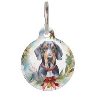 Médaillon Pour Animaux Bluetick Coonhound Christmas Wreath Festive Pup