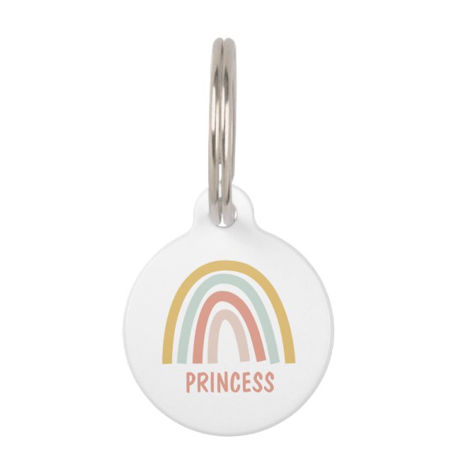 Médaillon Pour Animaux Boho Pastel Rainbow Personnalisé (Devant)