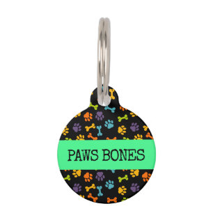Médaillon Pour Animaux Bones Noires Paws