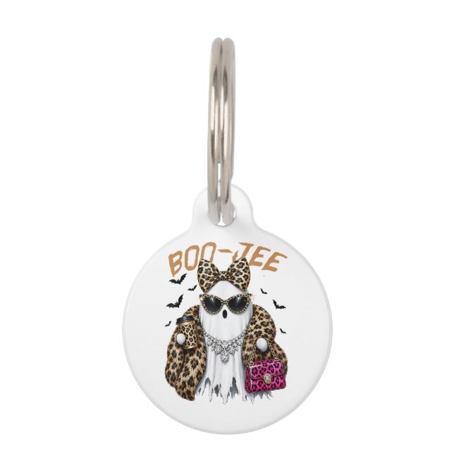 Médaillon Pour Animaux Boo-JEE Fantôme Léopard Coquette Halloween (Devant)