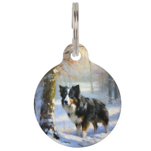 Médaillon Pour Animaux Border Collie Qu'il neige Noël