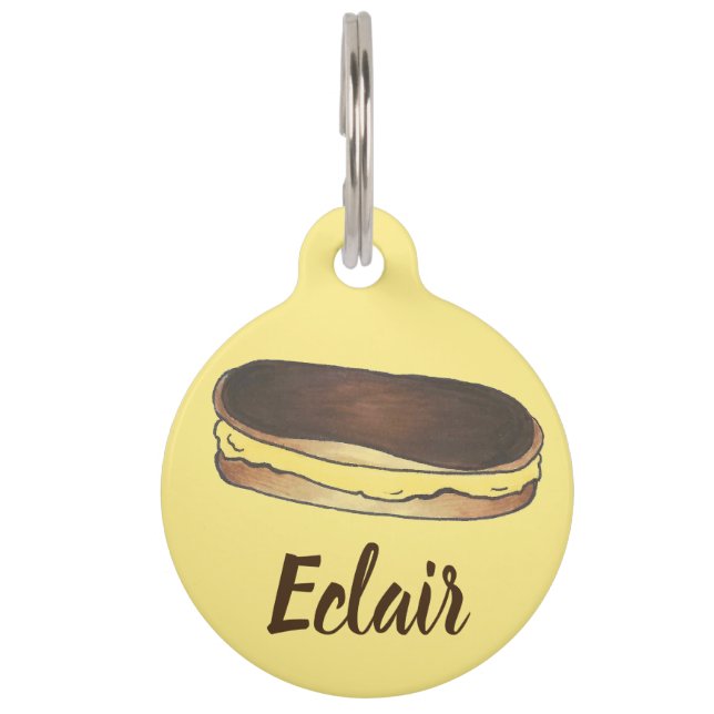 Médaillon Pour Animaux Boston Cream Pie Custard Eclair Pâtisserie françai (Devant)