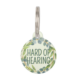Médaillon Pour Animaux Botanical Hard of Hearing Green Deafness