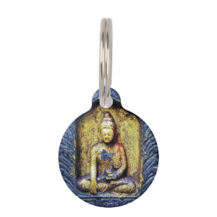 Médaillon Pour Animaux Bouddha d'or Statue Bouddhiste Art personnalisé An