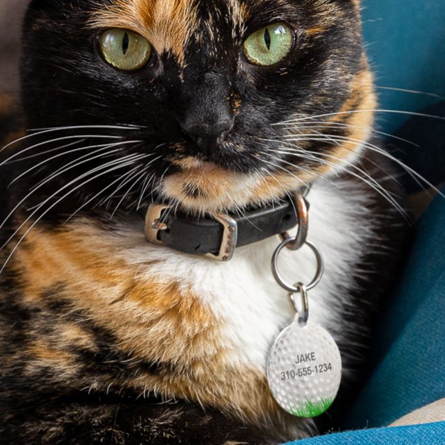 Médaillon Pour Animaux Boule de golf dans l'herbe personnalisée (Créateur téléchargé)
