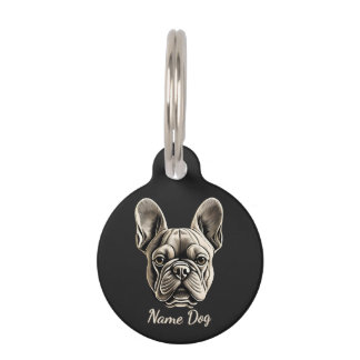 Médaillon Pour Animaux Bouledogue français avec nom de chien et adresse