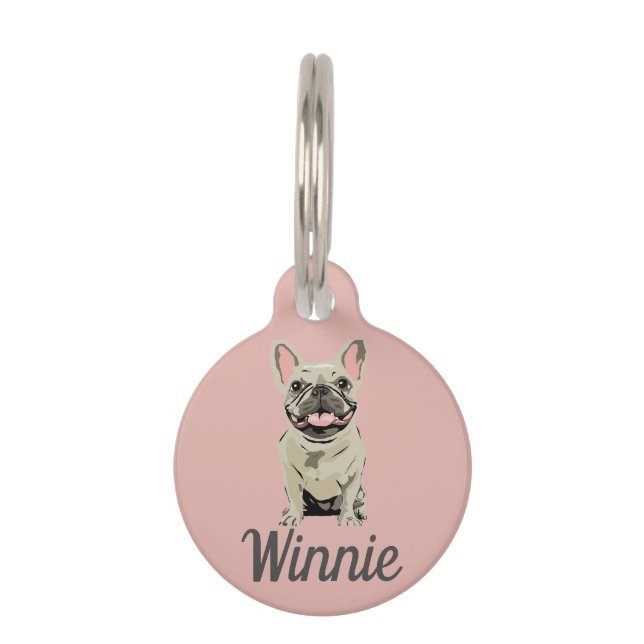 Médaillon Pour Animaux Bouledogue Français crème (Devant)