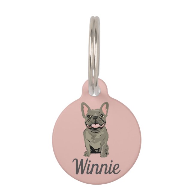 Médaillon Pour Animaux Bouledogue français gris (Devant)
