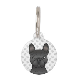 Médaillon Pour Animaux Bouledogue Français Noir / Tête et informations su