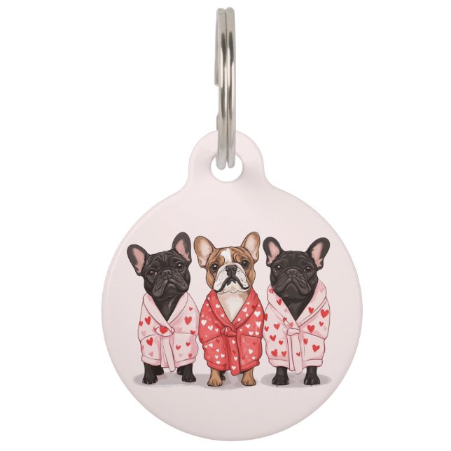 Médaillon Pour Animaux Bouledogue français pour la Saint-Valentin (Devant)
