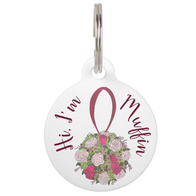 Médaillon Pour Animaux Bouquet Mariage de fleurs rose (Devant)