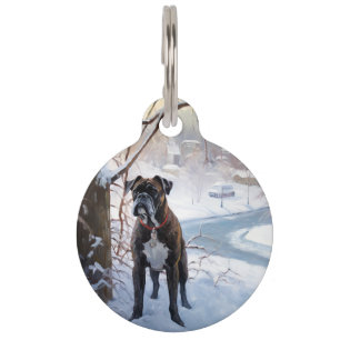 Médaillon Pour Animaux Boxeur Qu'il neige Noël