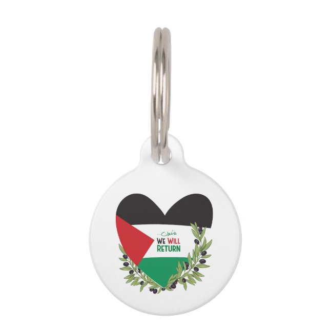 Médaillon Pour Animaux Branches du drapeau et de l'olivier palestiniens (Devant)