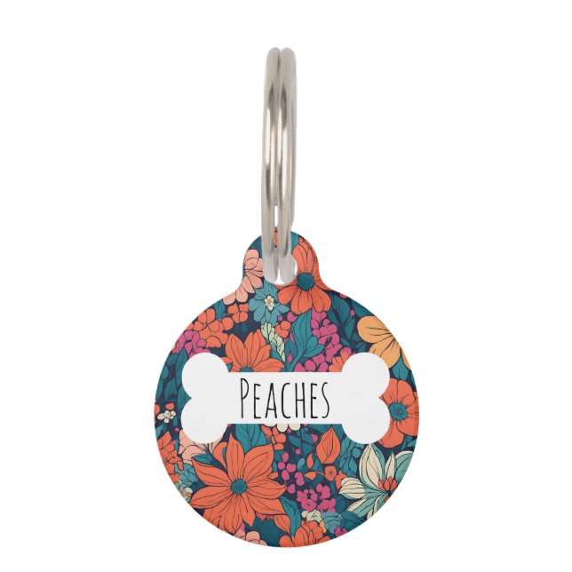 Médaillon Pour Animaux Bright Daisy Floral Pattern Botanique Personnalisé (Devant)