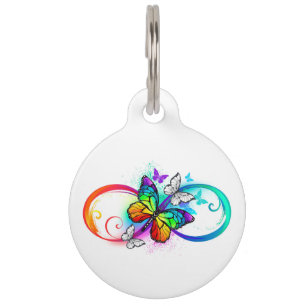 Médaillon Pour Animaux Bright infinity with rainbow butterfly