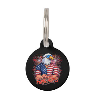Médaillon Pour Animaux Bruh Feu d'artifice Juillet Quatrième Funny Patrio