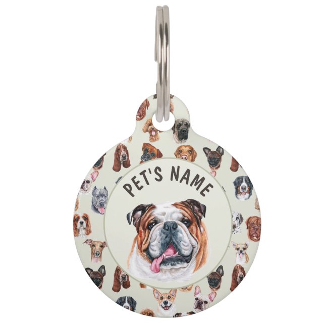 Médaillon Pour Animaux bulldog et amis anglais personnalisés (Devant)