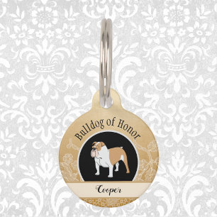 Médaillon Pour Animaux Bulldog of Honor Mariage avec Faux Lace