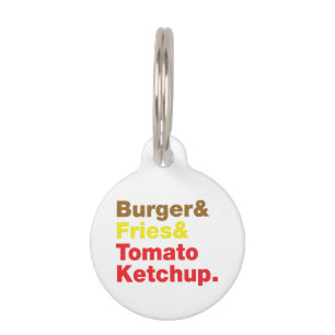 Médaillon Pour Animaux Burger & Fries & Tomato Ketchup.