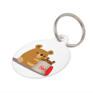 Médaillon Pour Animaux Bye Bye Honey ! Balise Chien Ours Cartoon mignon
