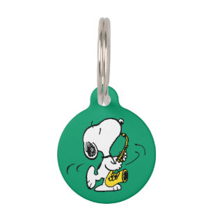 Médaillon Pour Animaux cacahuètes   Lecteur Snoopy Saxophone